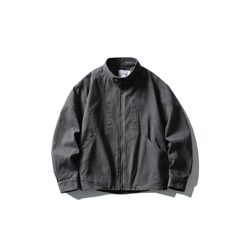 Herren Leichte Worker-Jacke aus Stonewashed-Baumwollmix mit Stehkragen Shop Nory