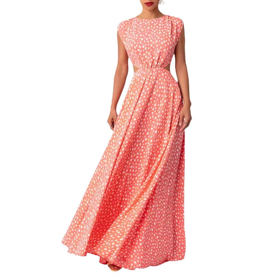 Damen Maxi-Punktkleid mit raffiniertem Schnitt und eleganten Details Shopnory