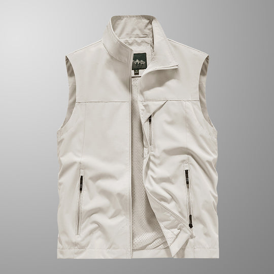 Herren Atmungsaktive Softshell-Utilityweste mit hohem Stehkragen, wasserabweisender Außenlage und mehrfachen Reißverschlusstaschen Shop Nory