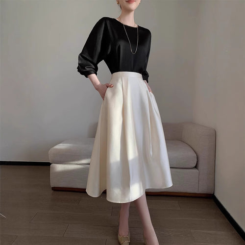 Damen Elegante und fließende Midikleid Shop Nory