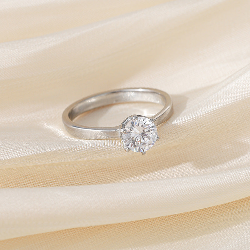 Damen eleganter Solitaire Ring mit funkelndem Kristall Shop Nory