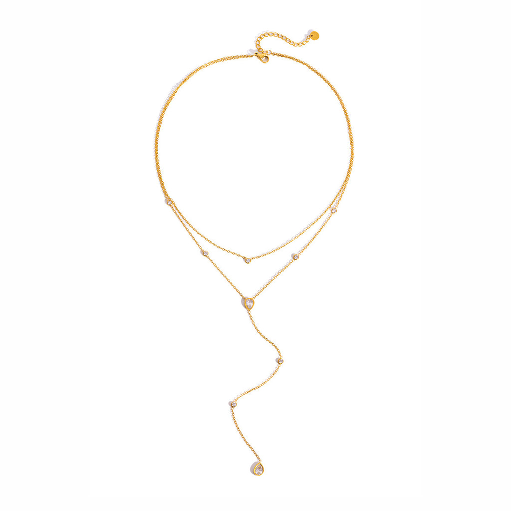 Damen Halskette mit funkelnden Zirkonia-Details und verstellbarem Design Shop Nory