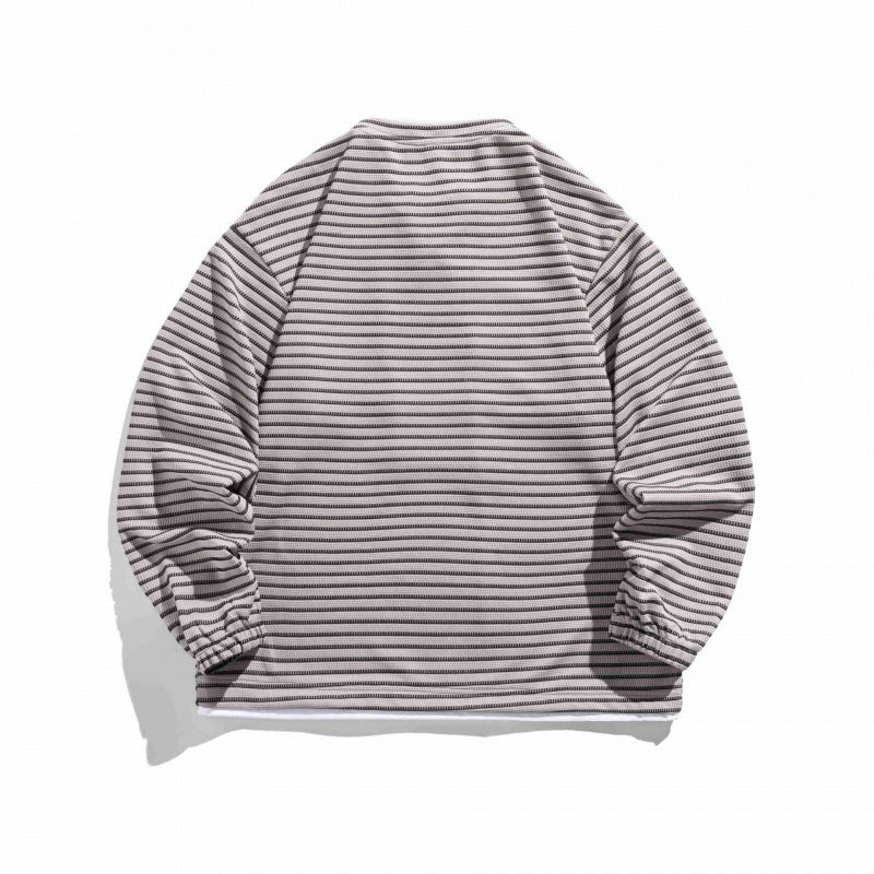 Unisex Gestreifter Oversize-Pullover mit Schnürkragen und Strukturstrick Shop Nory
