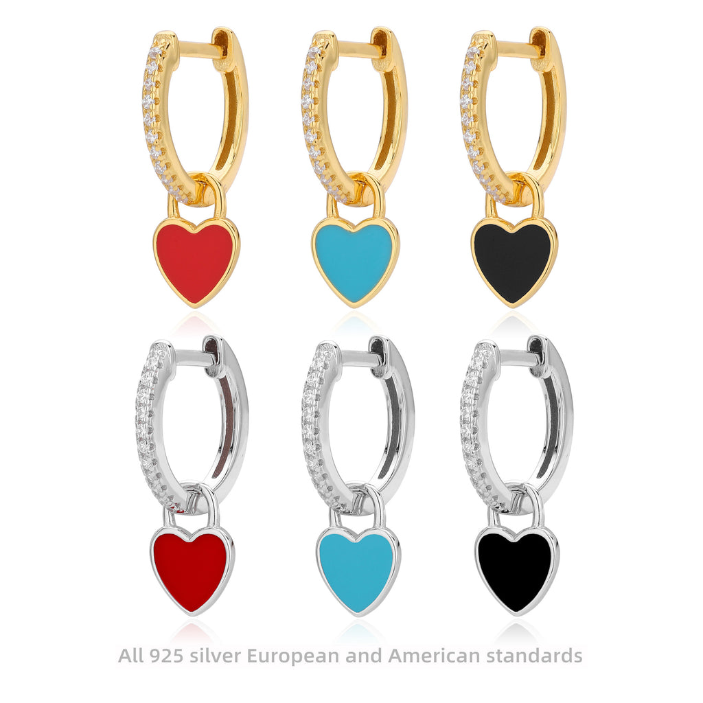 Damen Ohrhänger mit funkelndem Herzanhänger aus hochwertigem 925 Sterling Silber Shop Nory