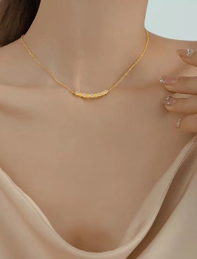 Damen hexagonale Perlenkette mit klaren Kristallen Shop Nory