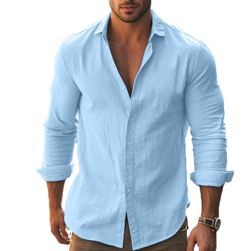 Herren Elegantes Langarmhemd mit modernem Kragen und hochwertiger Baumwollstruktur