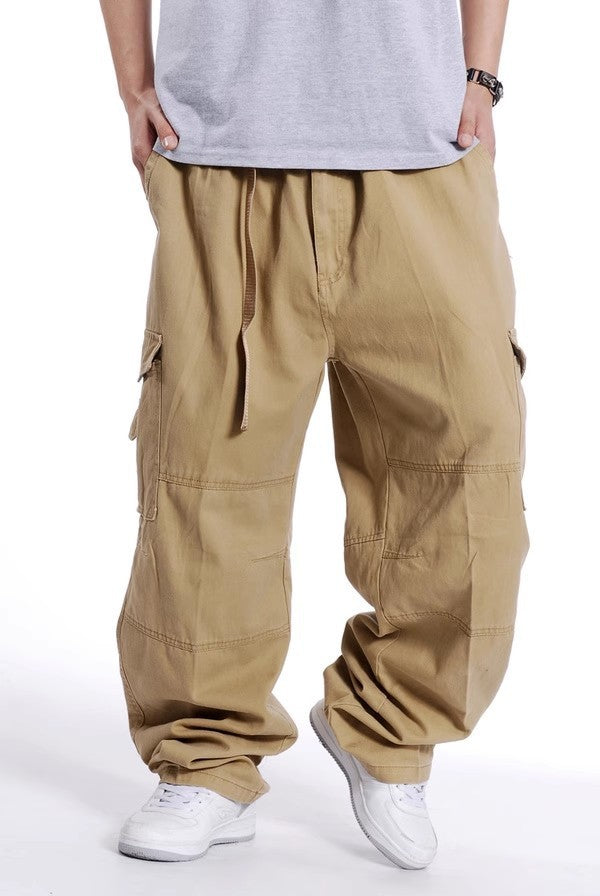 Herren Weite Utility-Cargohose aus Baumwollcanvas mit Mehrfach-Taschen und Kordelbund Shop Nory