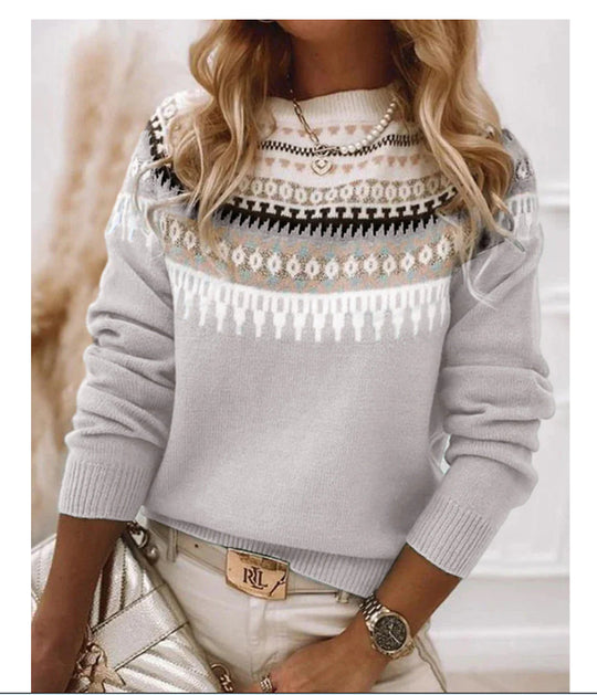Damen nan Norwegerpullover aus Wollmix mit Rundhalsausschnitt und traditionellem Fair-Isle-Yoke Shop Nory
