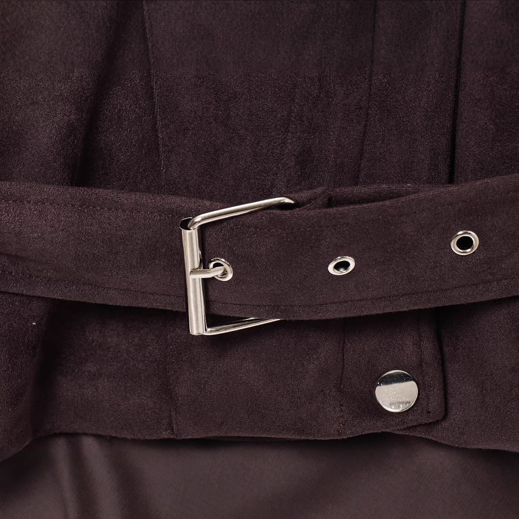 Damen Kurzjacke aus Veloursimitat mit Taillengürtel, kastigem Schnitt und Reißverschlusstaschen Shop Nory