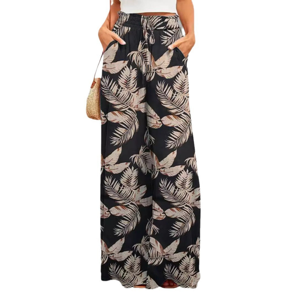 Damen Weite Sommerhose mit buntem Blumenmuster Shopnory