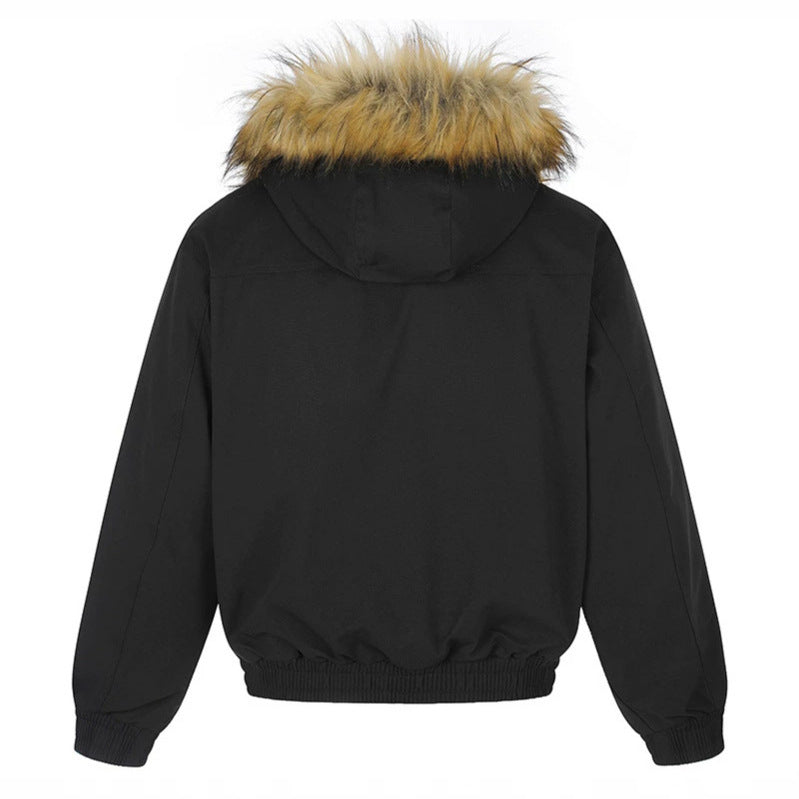 Damen gepolsterte Winterjacke mit abnehmbarer Kunstfellkapuze, hohem Innenkragen und elastischem Saum Shop Nory
