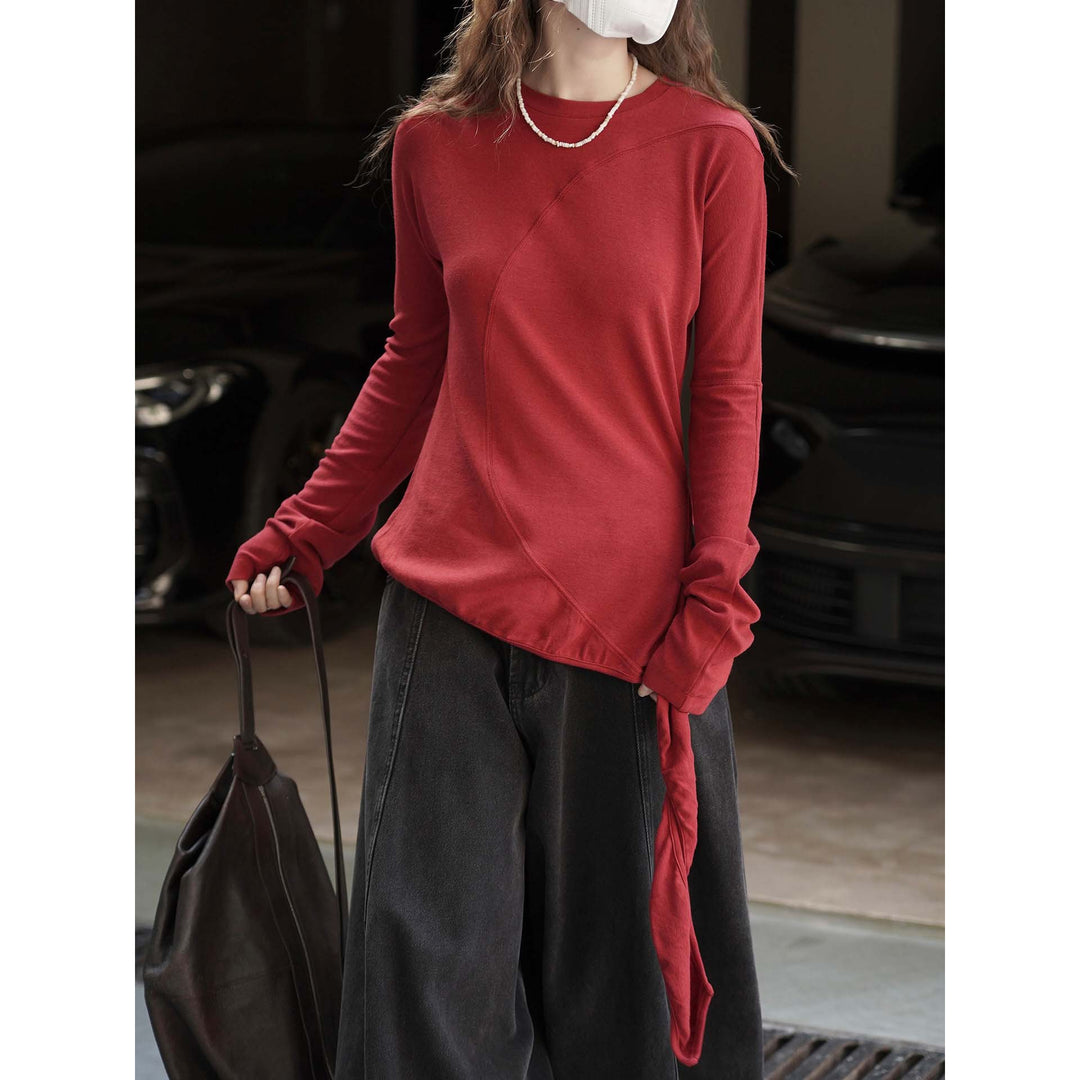 Damen Asymmetrisches Longsleeve mit seitlichen Bindebändern Shop Nory