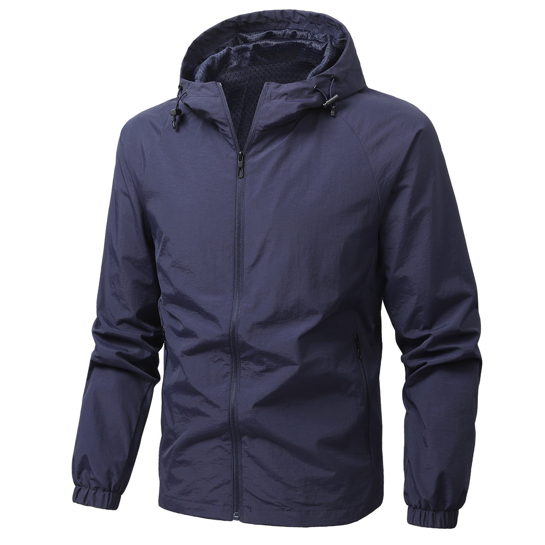 Herren Leichte winddichte Kapuzen-Outdoorjacke mit durchgehendem Reißverschluss und elastischen Bündchen Shop Nory