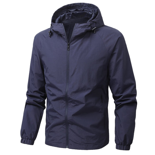 Herren Leichte winddichte Kapuzen-Outdoorjacke mit durchgehendem Reißverschluss und elastischen Bündchen Shop Nory