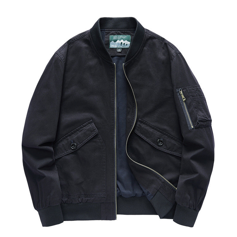 Herren Canvas-Bomberjacke im Utility-Fieldstil mit Ärmeltasche, Pattentaschen und geripptem Bund Shop Nory