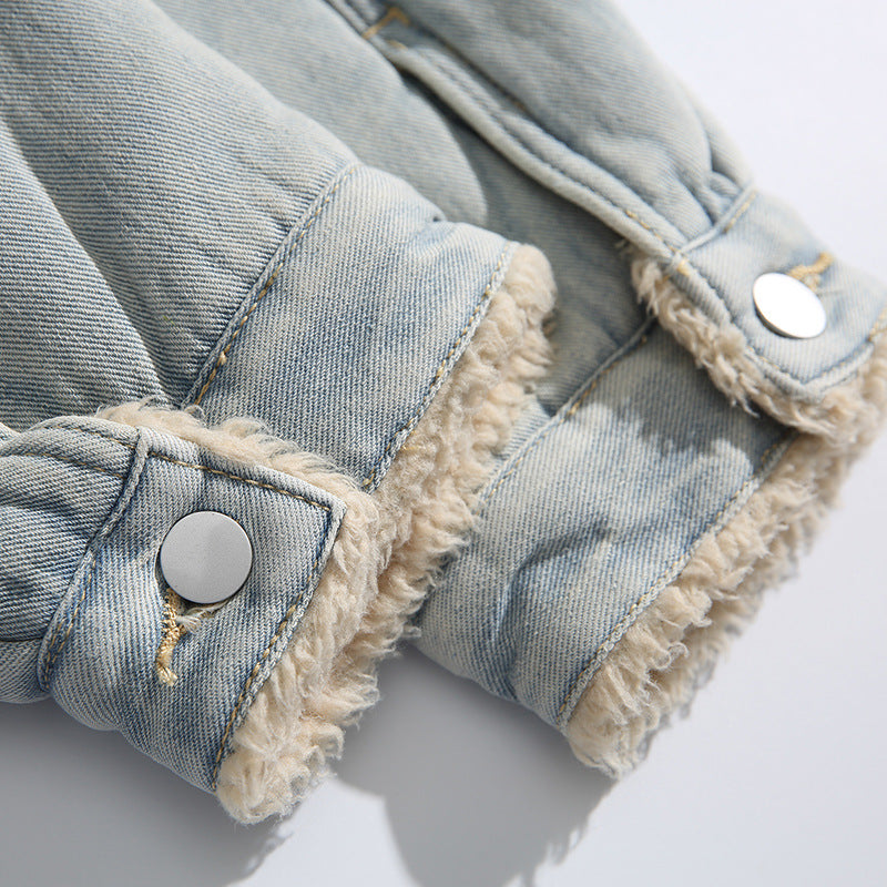 Unisex Oversize-Jeansjacke mit Teddyfutter und Sherpa-Kragen Shop Nory