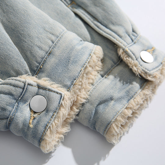 Unisex Oversize-Jeansjacke mit Teddyfutter und Sherpa-Kragen Shop Nory