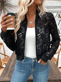 Damen Spitzenoptik Bomberjacke