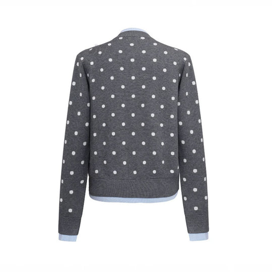 Damen Gepunktete Strickjacke mit Rundhalsausschnitt, Knopfleiste und Layering‑Optik Shop Nory