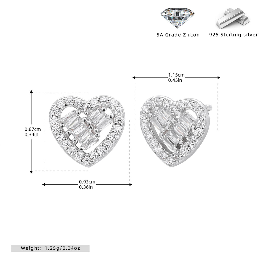 Damen Ohrstecker im romantischen Herzdesign mit funkelnden Zirkonia und 925 Sterling Silber Shop Nory