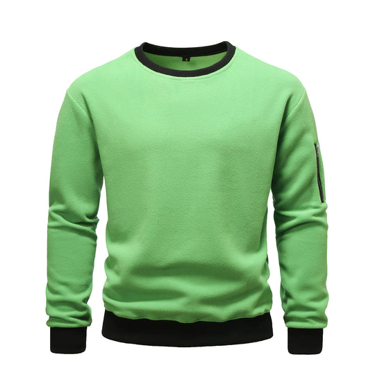 Herren nan Fleece-Sweatshirt mit Rundhalsausschnitt und Ärmeltasche mit Reißverschluss Shop Nory