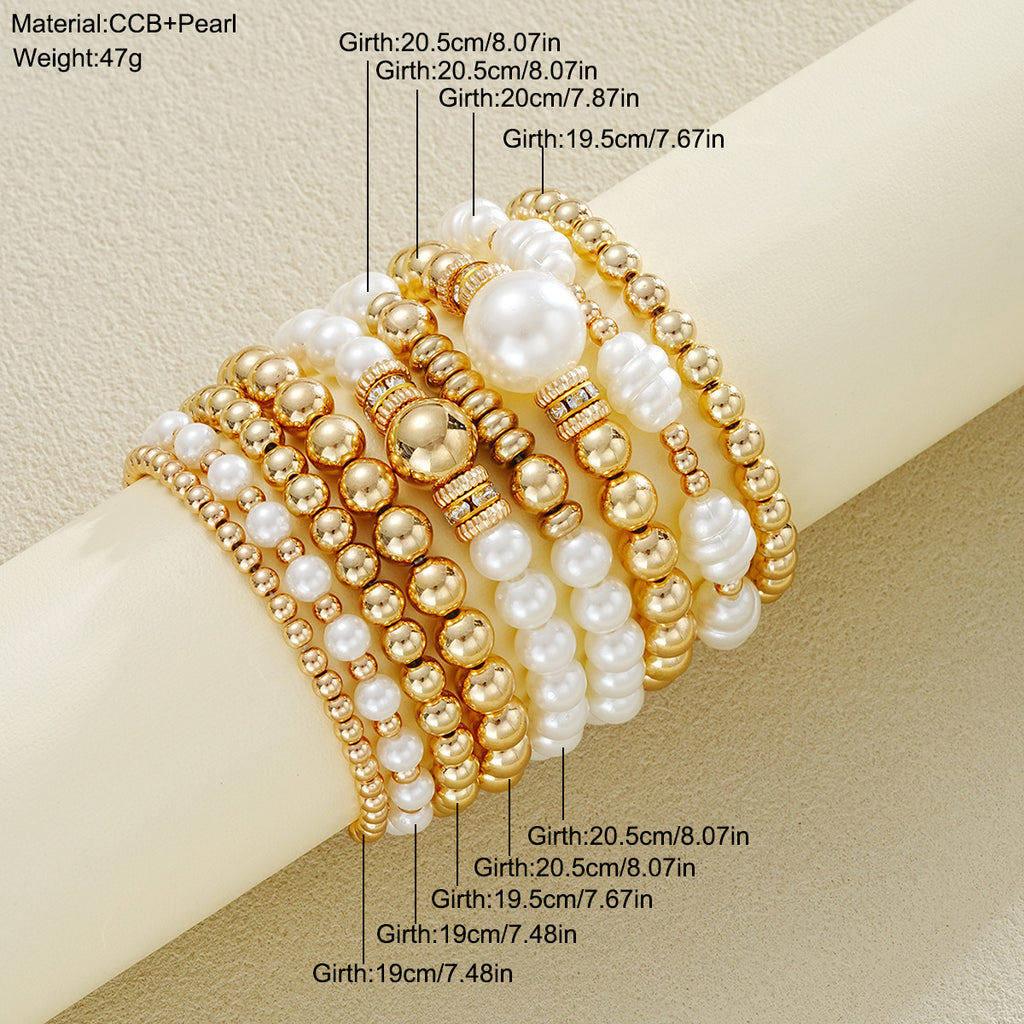 Damen Armreif-Set mit eleganten Perlen- und Goldakzenten Shop Nory