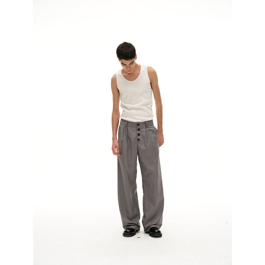 Damen Weite High-Waist Bundfaltenhose mit markanter Knopfleiste Shop Nory