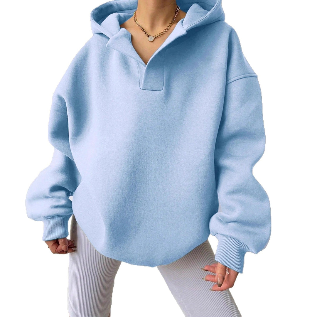 Damen Oversized Kapuzensweatshirt mit lässigem Stehkragen und langen Ärmeln Shopnory