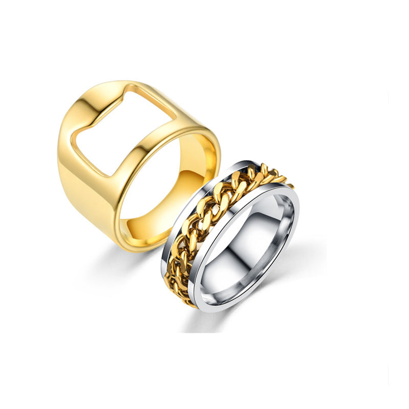 Herren Schmuckring mit modernem Ketten- und Blockdesign Shop Nory