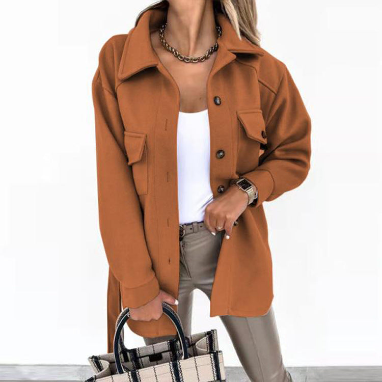 Damen Oversize-Hemdjacke mit praktischen Taschen und modernem Kragen