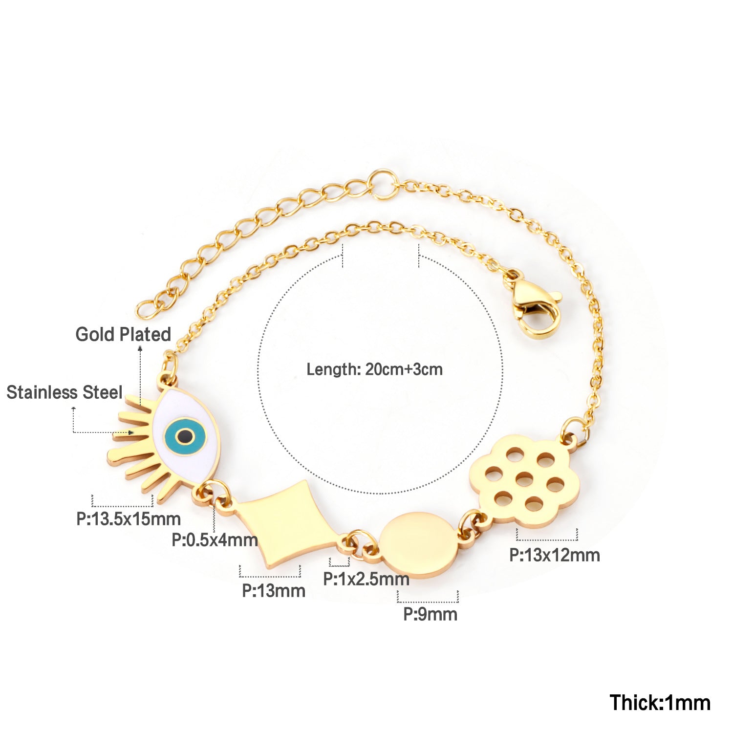 Damen Armband mit farbenfrohen Perlen und hochwertiger Edelstahl-Kette Shop Nory