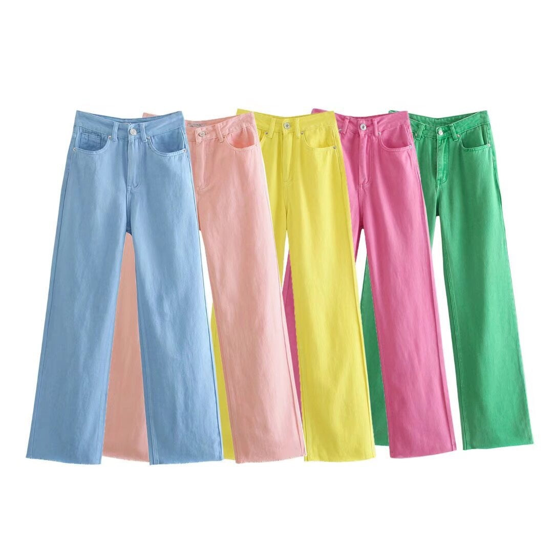 Damen Hochtaillierte weit geschnittene Jeans mit weitem Bein, hoher Taille und rohem Saum Shop Nory