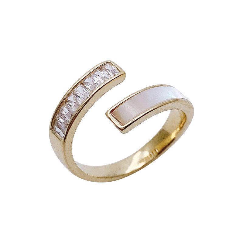 Damen zeitgenössischer Ring mit funkelnden Zirkonia und modernem Design Shop Nory