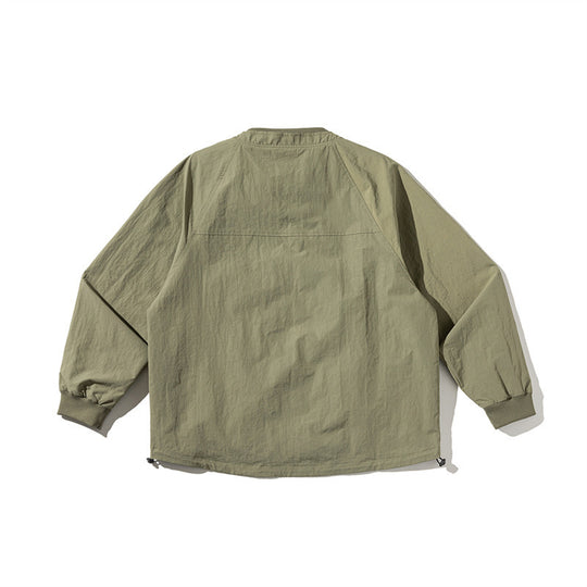 Unisex Leichte Boxy-Fieldjacke ohne Kragen mit Raglanärmeln, aufgesetzten Klappentaschen und Kordelzug Shop Nory