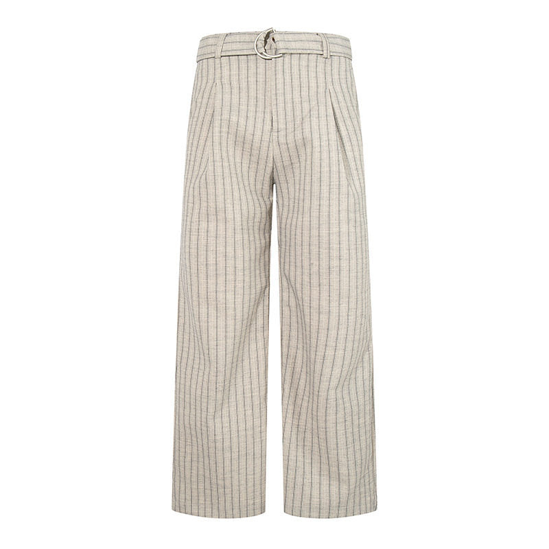 Damen Weite Leinen-Mix Culotte-Hose mit Hochbund und D-Ring-Gürtel Shop Nory