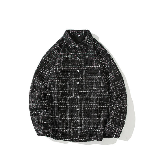 Herren Strukturierte Bouclé-Hemdjacke mit Karo-Jacquard und legerer Passform Shop Nory