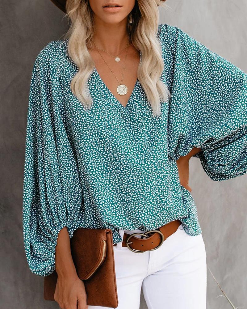 Damen Bluse mit weiten Ärmeln und floralem Muster
