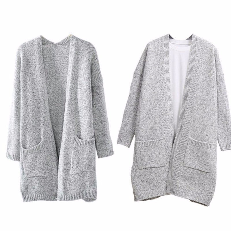 Damen Langstrickjacke mit offenen Ärmeln und praktischen Taschen