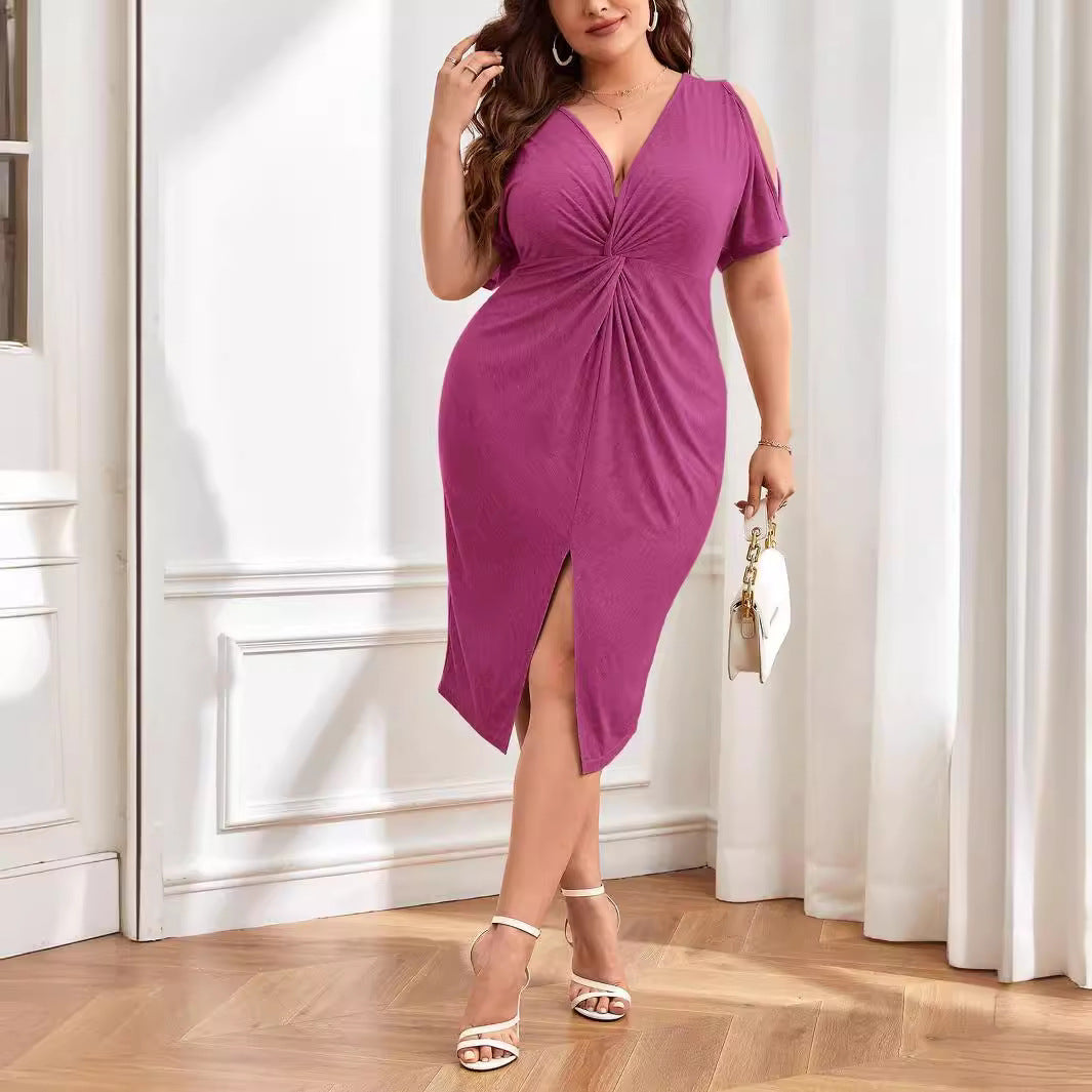 Damen Wickelkleid mit raffiniertem V-Ausschnitt und Trend-Details Shopnory