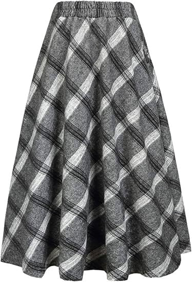 Damen Schwingender A-Linien Rock im modischen Karomuster Shopnory