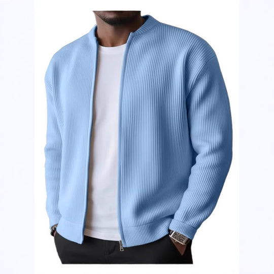 Herren Rippstrick Bomber Cardigan mit vollem Reißverschluss EB