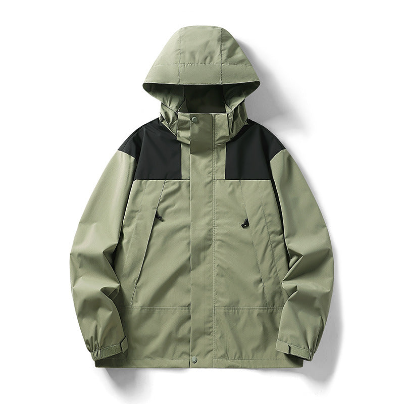 Herren zweifarbige leichte Softshell-Outdoorjacke mit Kapuze, wind- und wasserabweisender Membran Shop Nory