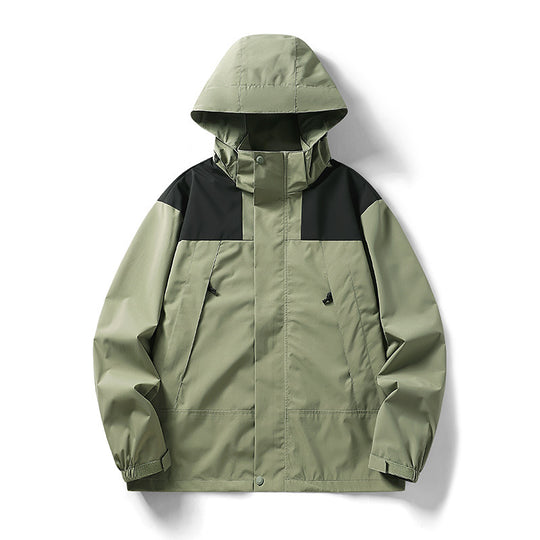 Herren zweifarbige leichte Softshell-Outdoorjacke mit Kapuze, wind- und wasserabweisender Membran Shop Nory