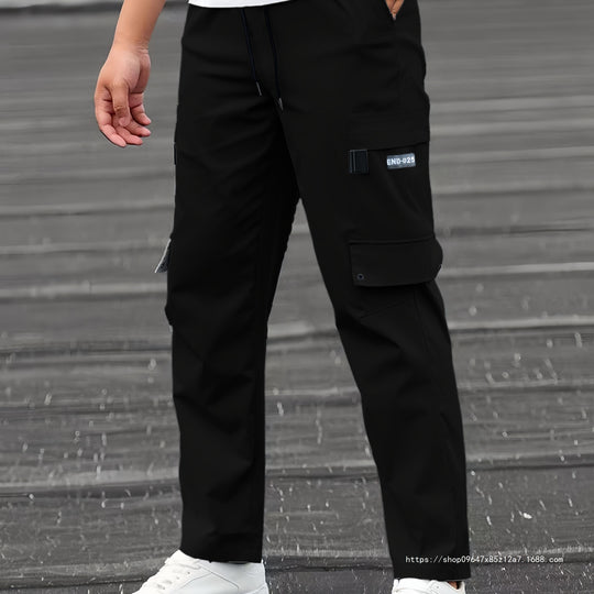 Herren Lässige technische Cargohose mit Multifachtaschen, Tunnelzugbund und geradem Bein Shop Nory