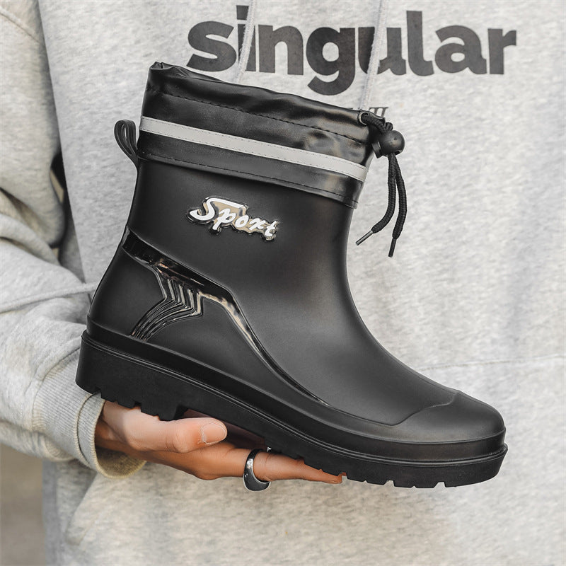 Herren Kurze wasserdichte Regenstiefelette mit Kordelverschluss und profiliertem Outdoor-Sohlendesign Shop Nory