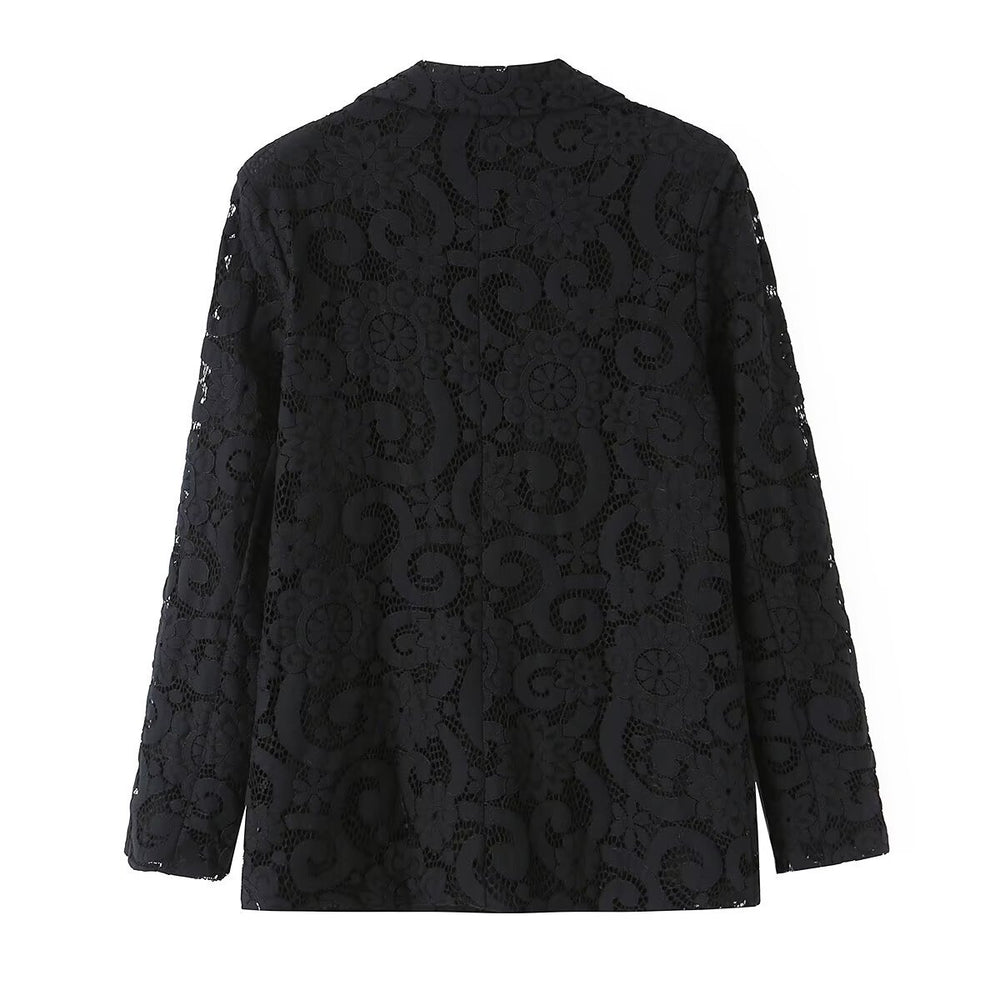 Damen Spitzenblazer mit floraler Lochspitze und femininer Silhouette Shop Nory