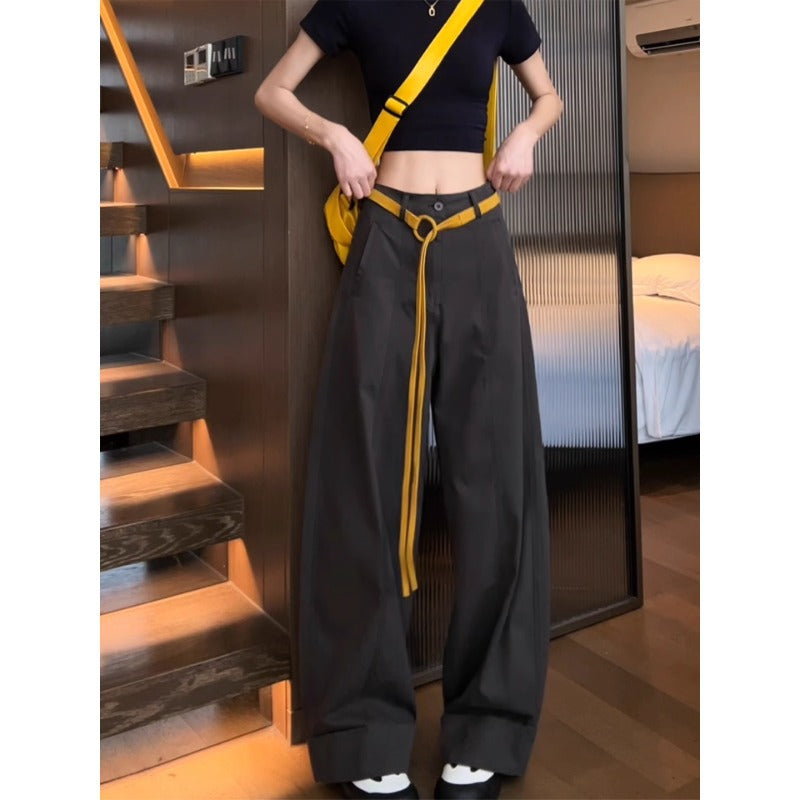 Damen Weite Baumwollhose mit Statement-Gürtel Shop Nory