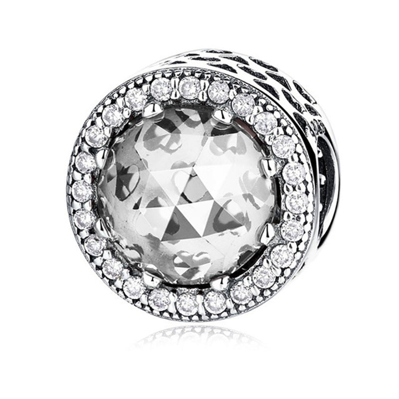 Facettierter Kristall-Charme Perlenanhänger Für Charm-Armband mit Zirkonia-Einfassung