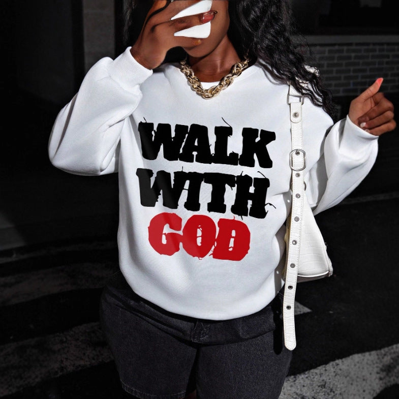 Damen nan Statement-Sweatshirt mit religiösem Typo-Print, oversized Schnitt, Rundhalsausschnitt und weichem Innenfutter Shop Nory