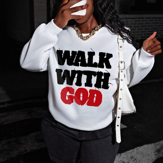 Damen nan Statement-Sweatshirt mit religiösem Typo-Print, oversized Schnitt, Rundhalsausschnitt und weichem Innenfutter Shop Nory